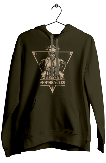 Женское худи с принтом Скелет на мотоцикле. Драйв, мотоцикл, скелет. 2070702