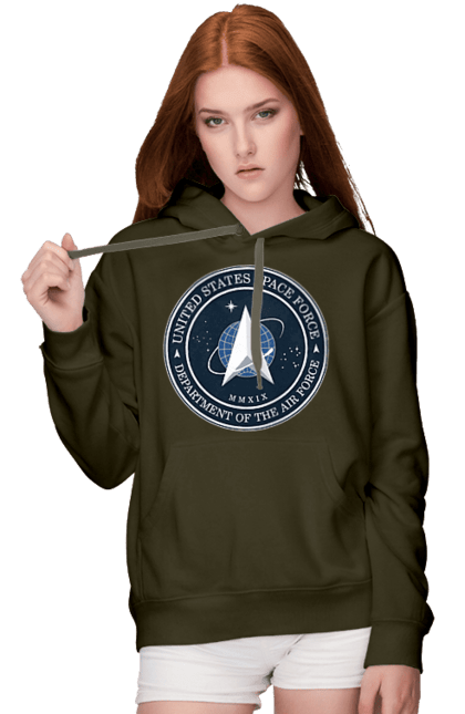 Жіноче худі з принтом "Космічні сили США". Emblem, political, politics, space, space force, space travel, united states, ussf, космічні сили, космічні сили сша. 2070702