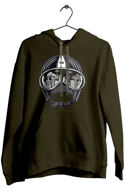 Women`s hoodie with prints Helmet And City. City, helmet, speed. 2070702