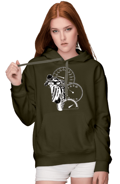 Women`s hoodie with prints Motorcycle And Speed White. Moto, motorcycle, speed. 2070702