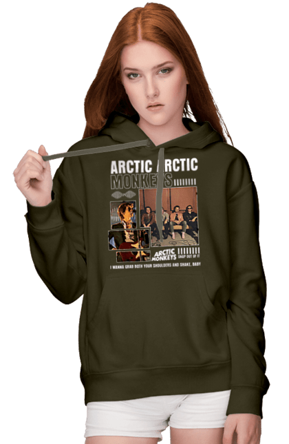 Женское худи с принтом Arctic Monkeys. Arctic monkeys, арктические мартышки, гаражный рок, группа, инди-рок, музыка, постпанк-ривайвл, психоделический рок, рок. 2070702