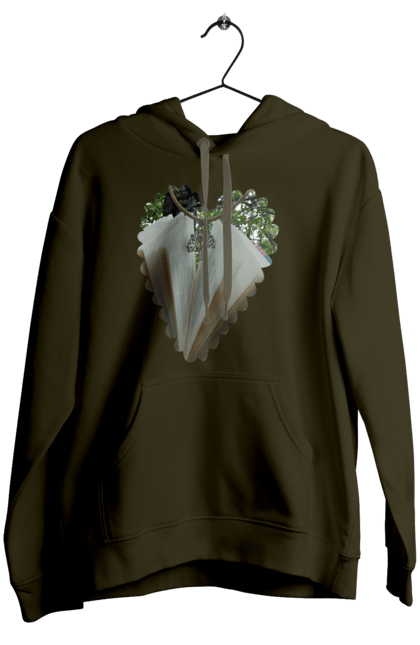 Жіноче худі з принтом "Книжкова валентинка". Дерево, книги, книжки, любов, прикраса, природа, серце, форма серця, читання. 2070702