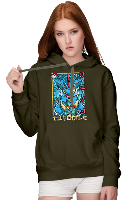 Women's hoodie with prints Pokemon Totodile. Nintendo, pokemon, pokemon go, totodile. 2070702