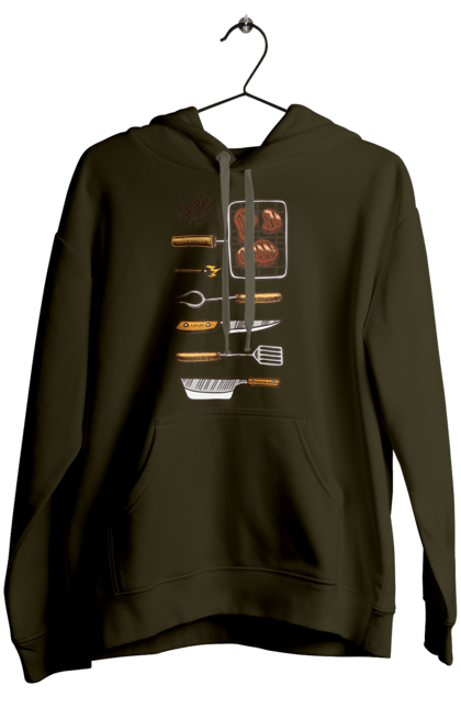Women`s hoodie with prints Barbecue Party. B-b-q, fry, meat. 2070702