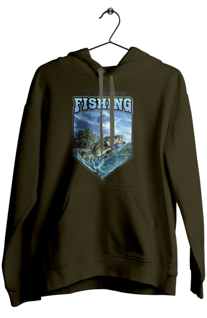 Жіноче худі з принтом "Keep Calm and Go Fishing". Відпочинок на природі, для рибалок, для чоловіків, мисливці та риболови, природа, рибалка, риболовля, спінінг, хоббі. 2070702