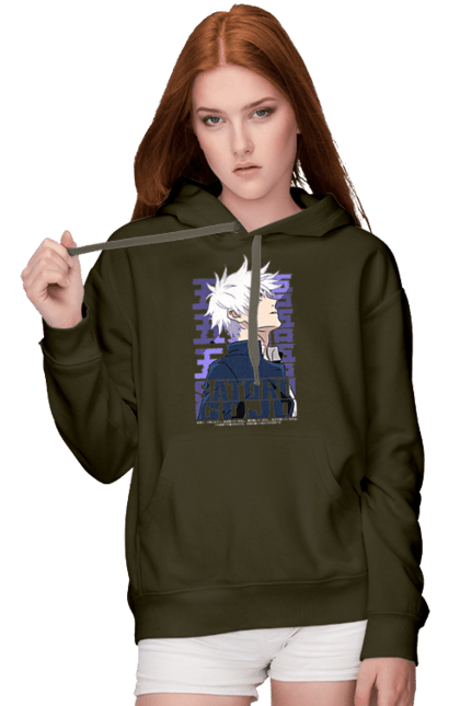 Women's hoodie with prints Jujutsu Kaisen Gojo. Anime, dark fantasy, gojo, jujutsu kaisen, magic battle, manga, mystic. 2070702