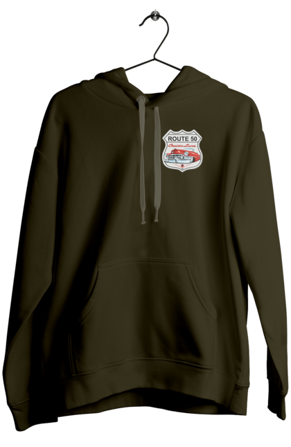 Women`s hoodie with prints Route 50. Bike, biker, biker club, bikers club, brother, brutal, dude, hot asphalt, hot horse, hot rod, motorcycle, motorcyclist, real man, road 50, road 66, road 80, roads of america, roads of ukraine, roads we choose, speed, take, thirst for speed. 2070702