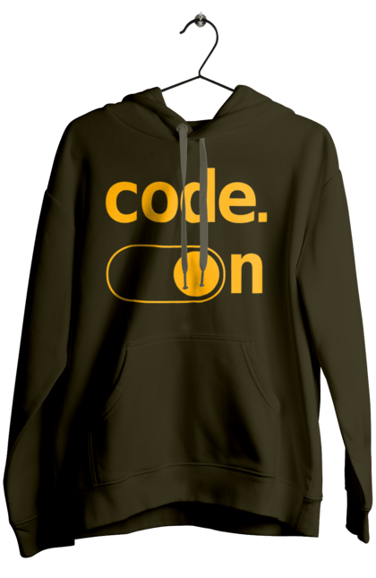 Жіноче худі з принтом "Код увімкнено". Айті, айтішник, для айтішника, для програміста, код увімкнено, подарунок айтішнику, подарунок програмісту, програміст, розробник. 2070702