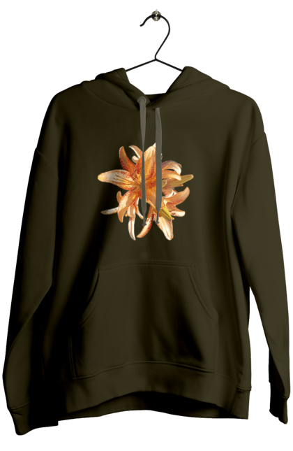 Women`s hoodie with prints Orange lily. Beauty, flower, lily, nature, orange, solar. 2070702