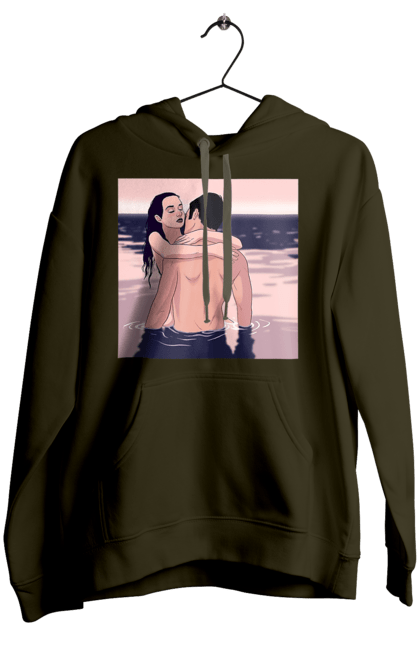 Women`s hoodie with prints Couple Hugging In The River. Couple, love, naked. 2070702