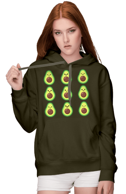 Women`s hoodie with prints Avocado Mood. Avocado, emotion, food. 2070702