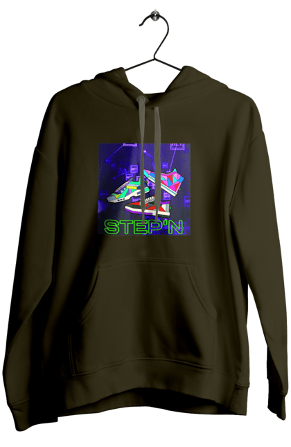 Жіноче худі з принтом "Step`n". Віртуальні кросівки, крипта, криптовалюти, нфт, нфт кросівки, солана, степен. 2070702