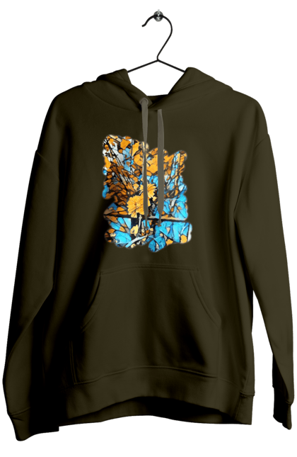 Жіноче худі з принтом "Жовті квіти на синьому фоні". Арт, жовтий та синій, жовті квіти, жовто-синій, квіти, малюнок, природа, синій та жовтий, синьо-жовтий. 2070702