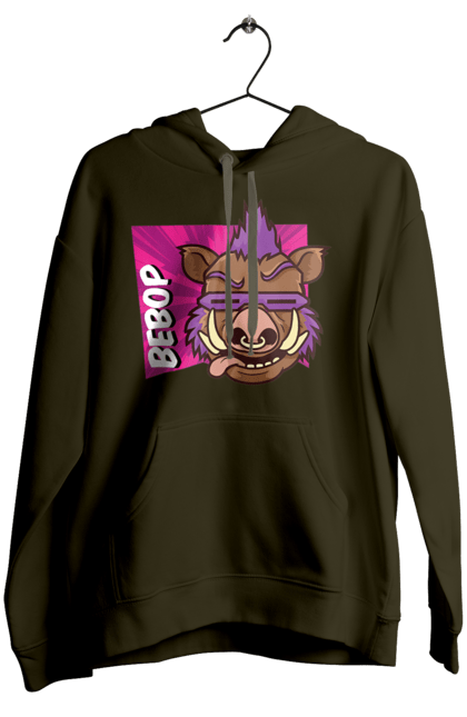 Women's hoodie with prints Teenage Mutant Ninja Turtles Bebop. Animated series, bebop, comic, ninja, ninja turtles, villain. 2070702