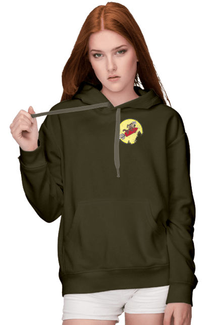 Women`s hoodie with prints Wile E. Coyote. Anti-hero, cartoon character, fast and bold, funny melodies, kayot, north american cayot, thief, villas, wiley, wili kayot. 2070702