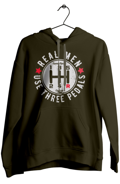 Жіноче худі з принтом "Справжні чоловіки використовують три педалі". Авто гумор, автомобіль, гумор, для автолюбителів, для автомобіліста, коробка передач, мем, механіка, прикольна. 2070702