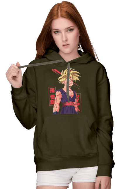 Women's hoodie with prints Dragon Ball Gohan. Anime, dragon ball, gohan, goku, manga, tv series, vegeta. 2070702