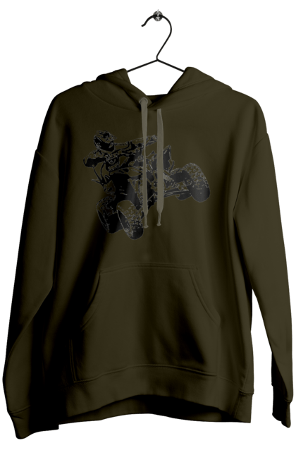 Women`s hoodie with prints Man On Atv Black. Atv, extreme, race. 2070702