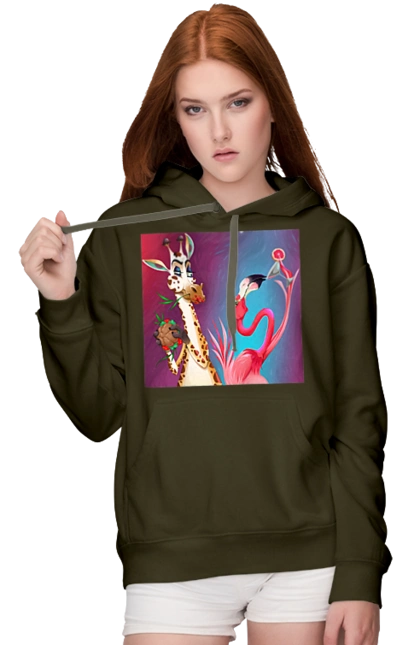 Giraffe And Flamingo At The Party