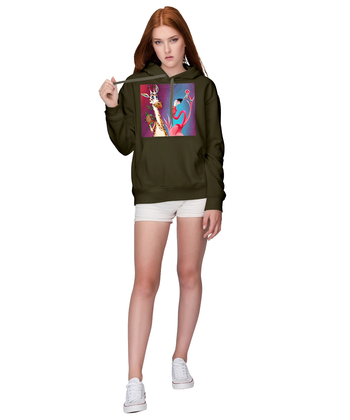 Giraffe And Flamingo At The Party