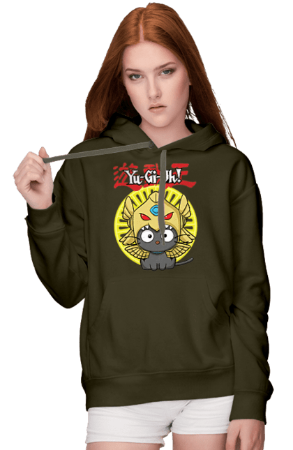 Women's hoodie with prints Yu Gi Oh! Chococat. Brand, character, chococat, hello kitty, yu gi oh, yugio. 2070702