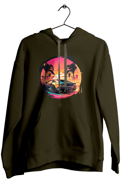 Жіноче худі з принтом "Ламборджині Ретровейв". Авто, автомобиль, ламба, ламборджині, машина, машини, ретровейв. 2070702