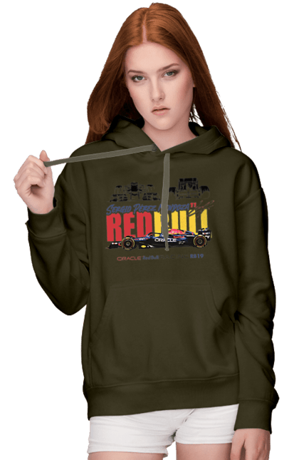 Women's hoodie with prints Red Bull Racing RB19. Auto, automobile, bolide, car, formula 1, race, red bull, sport. 2070702