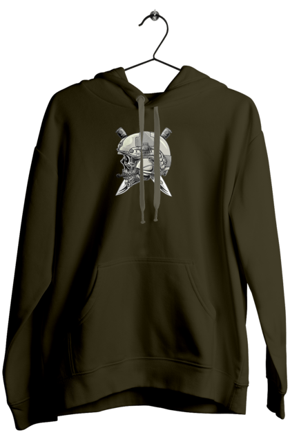 Women`s hoodie with prints Pilot`s skull. Defender, helmet, military, pilot, skull, than. 2070702