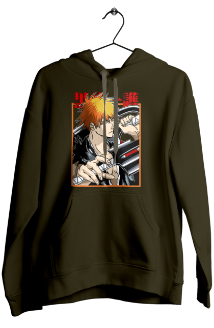 Women's hoodie with prints Bleach Ichigo Kurosaki. Anime, bleach, ichigo, ichigo kurosaki, manga. 2070702