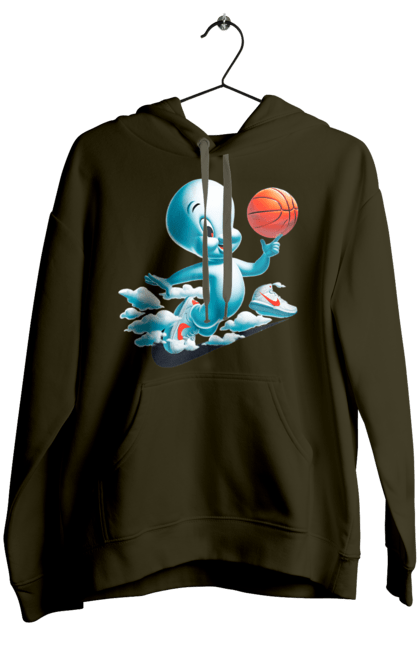 Women's hoodie with prints Casper. Ball, basketball, casper, ghost, movie, sneakers, sport. 2070702