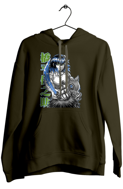 Women's hoodie with prints Demon Slayer Inosuke. Anime, demon slayer, inosuke, inosuke hashibira, kimetsu no yaiba, manga. 2070702