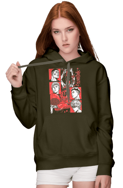 Women's hoodie with prints Slam Dunk. Anime, basketball, comedy, manga, school, shonen, slam dunk, sports anime. 2070702