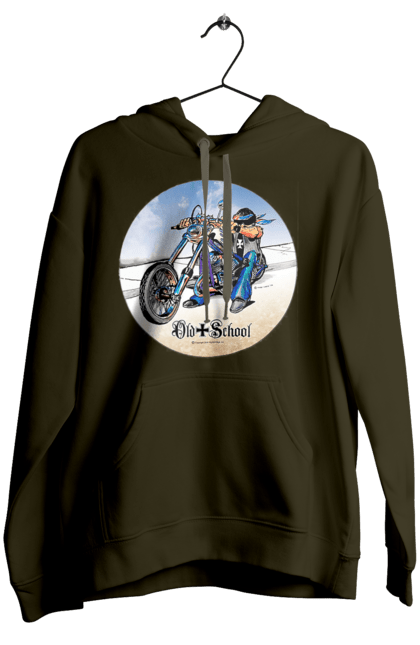 Women`s hoodie with prints Old school. Auto moto, motorcycle, music band, old hardening, performers, rock band. 2070702