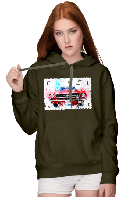 Women`s hoodie with prints Mustang car. Car, donations, help, horse, mustang, mustang car, paypal, road, ukraine, wheel. 2070702