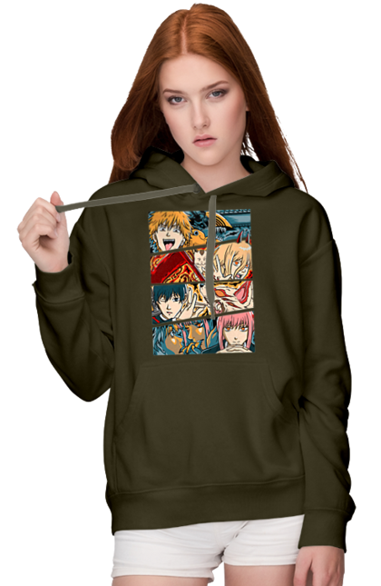 Women's hoodie with prints Chainsaw Man. Anime, chainsaw man, demon, denji, manga, pochita, shonen. 2070702