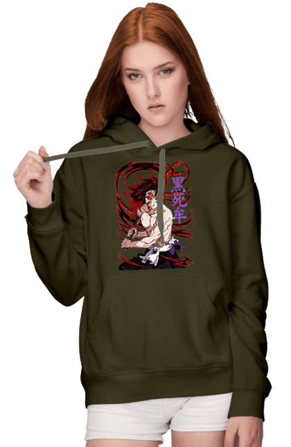 Women's hoodie with prints Demon Slayer Kokushibo. Anime, demon slayer, eternal paradise faith, kimetsu no yaiba, kokushibo, manga, nezuko, twelve kizuki, upper rank six. 2070702