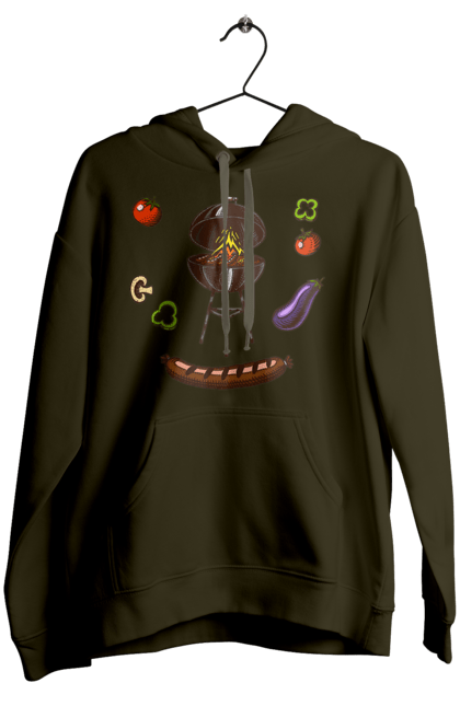Women`s hoodie with prints Barbecue Sausage. Barbecue, fry, grill, sausage. 2070702
