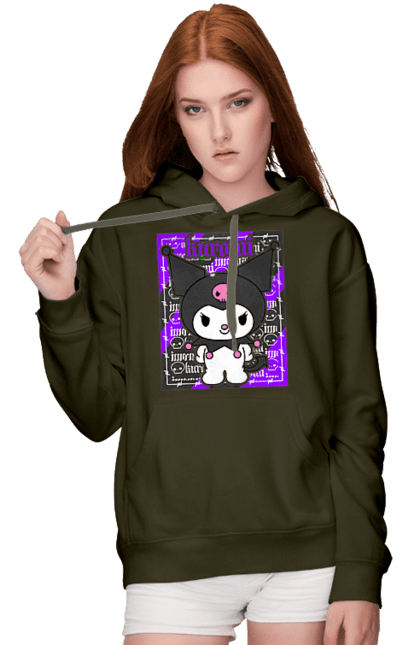 Women`s hoodie with prints Hello Kitty Kuromi. Anime, character, hello kitty, kuromi, my melody, sanrio. 2070702