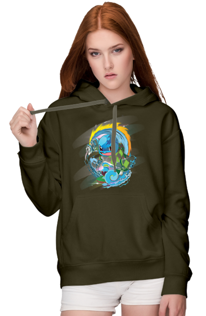 Women's hoodie with prints Pokemon Squirtle. Anime, games, nintendo, pokemon, pokemon go, squirtle. 2070702