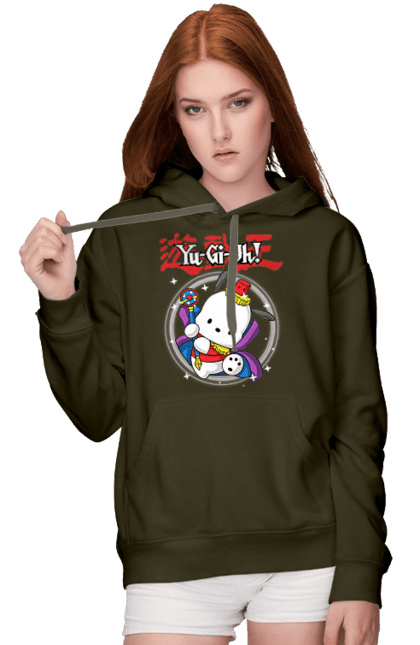 Women's hoodie with prints Yu Gi Oh! Pochacco. Brand, character, hello kitty, pochacco, yu gi oh, yugio. 2070702