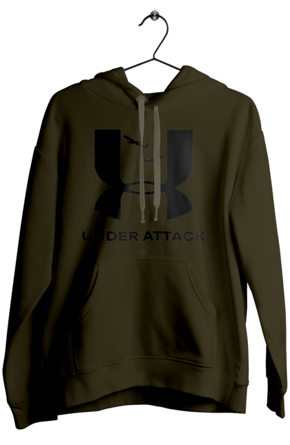 Жіноче худі з принтом "Under Attack black". Андер армор, бренди, гумор, приколи, прикольні, ундер армор. 2070702