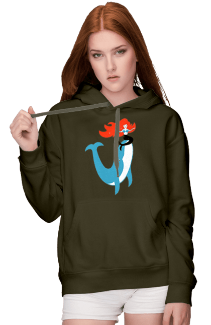 Women`s hoodie with prints Mermaid And Whale. Mermaid, sea, whale. 2070702