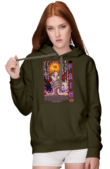 Women's hoodie with prints Naruto Yahiko. Akatsuki, anime, character, manga, naruto, ninja, pain, tv series, yahiko. 2070702