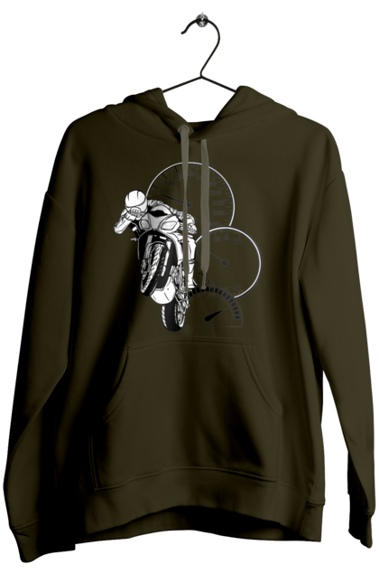Women`s hoodie with prints Motorcycle Speed Black. Moto, motorcycle, overclocking, speed. 2070702