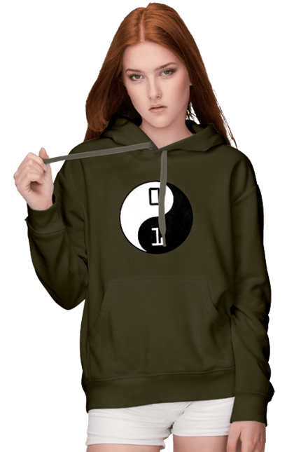 Жіноче худі з принтом "Інь Янь". Angular, c, css, html, it, javascript, jquery, php, python, react, svelt, vue, айтишник, айті, гумор, код, кодувати, прогер, програміст, програмісти, ти ж, ти ж програміст, тиж програміст. 2070702