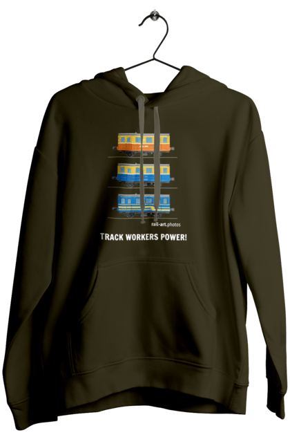Women`s hoodie with prints Track Workers Power! Railcar AS1A. As1a, motorcar, rail, railcar, railway, track, track workers, ukrzaliznytsia. 2070702
