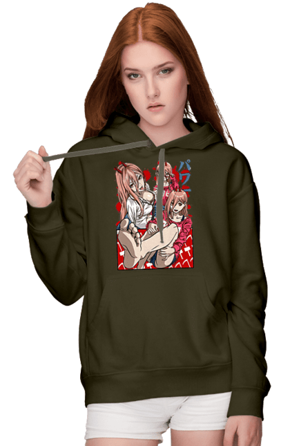 Women's hoodie with prints Chainsaw Man Power. Anime, chainsaw man, demon, manga, power, shonen. 2070702