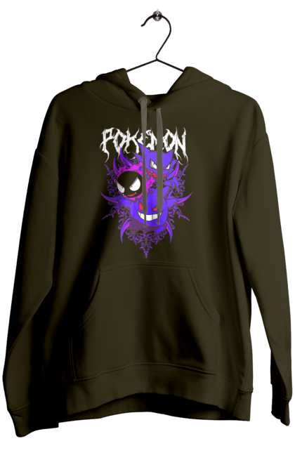 Women's hoodie with prints Pokemon Gengar. Anime, fushigibana, games, gengar, nintendo, pokemon, pokemon go. 2070702