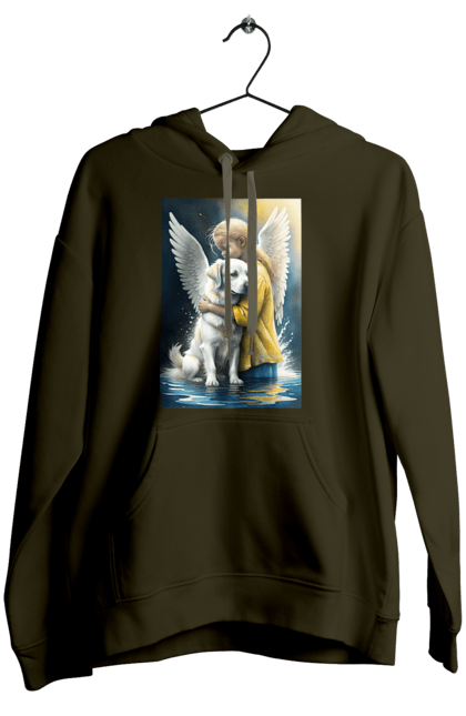 Жіноче худі з принтом "Дівчинка та собака ангел [память загиблим тваринам]". Дівчинка та собака, крим, нова каховка, память загиблим тваринам, собака ангел, україна, херсон. 2070702