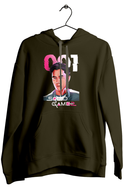 Жіноче худі з принтом "Гра в кальмара Хван Ін Хо". 001, front man, netflix, squid game, гра в кальмара, гравець 001, нетфлікс, серіал, фронтмен, хван ін хо. 2070702